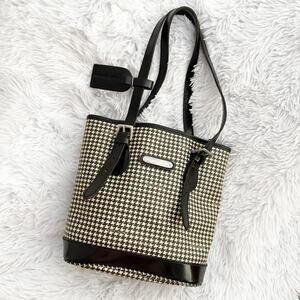 RALPH LAUREN | Classic Black Cream Beige Coated Fabric Houndstooth Bag Vintage